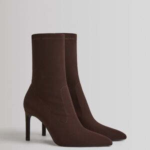 Bershka Brown Ankle Sock Boots 38